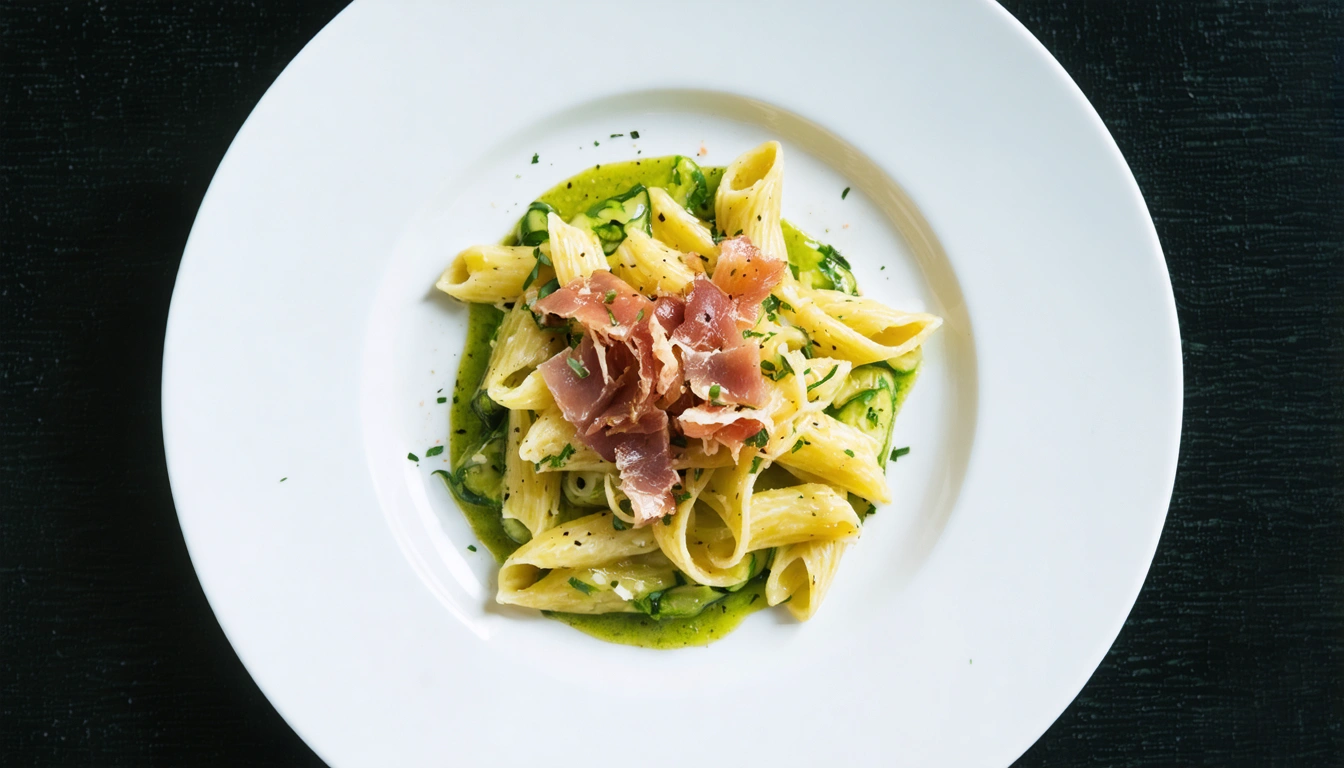 Pasta con crema di zucchine e speck - Cotto e Postato