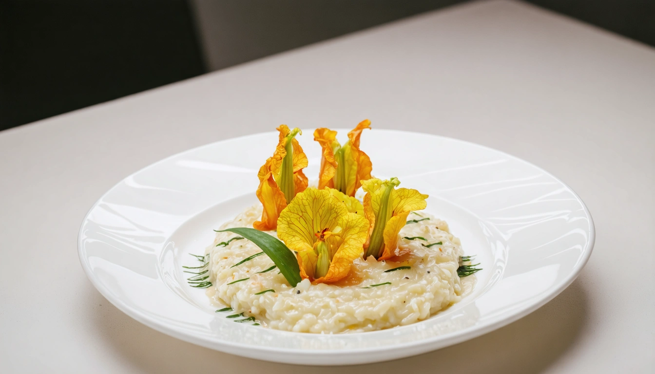 Risotto con fiori di zucca - Cotto e Postato